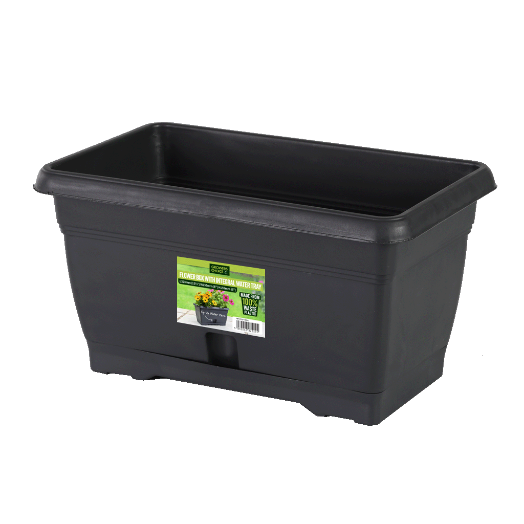 Flower Box Anthracite (with Integral Tray) 320 x 195 x 155mm