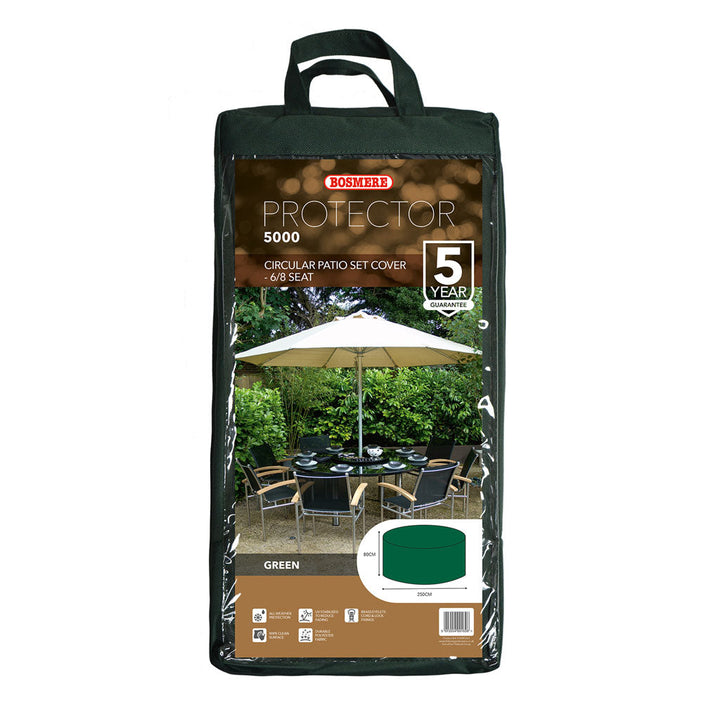 Protector 5000 Circular Patio Set Cover - 6/8 Seat H90cm - Dark Green
