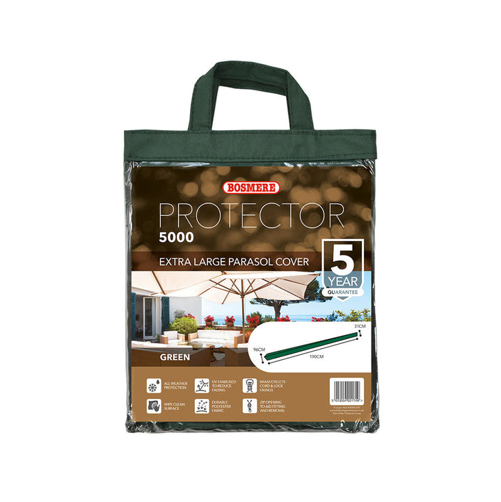 Protector 5000 Extra Large Parasol Cover + Zip - Dark Green