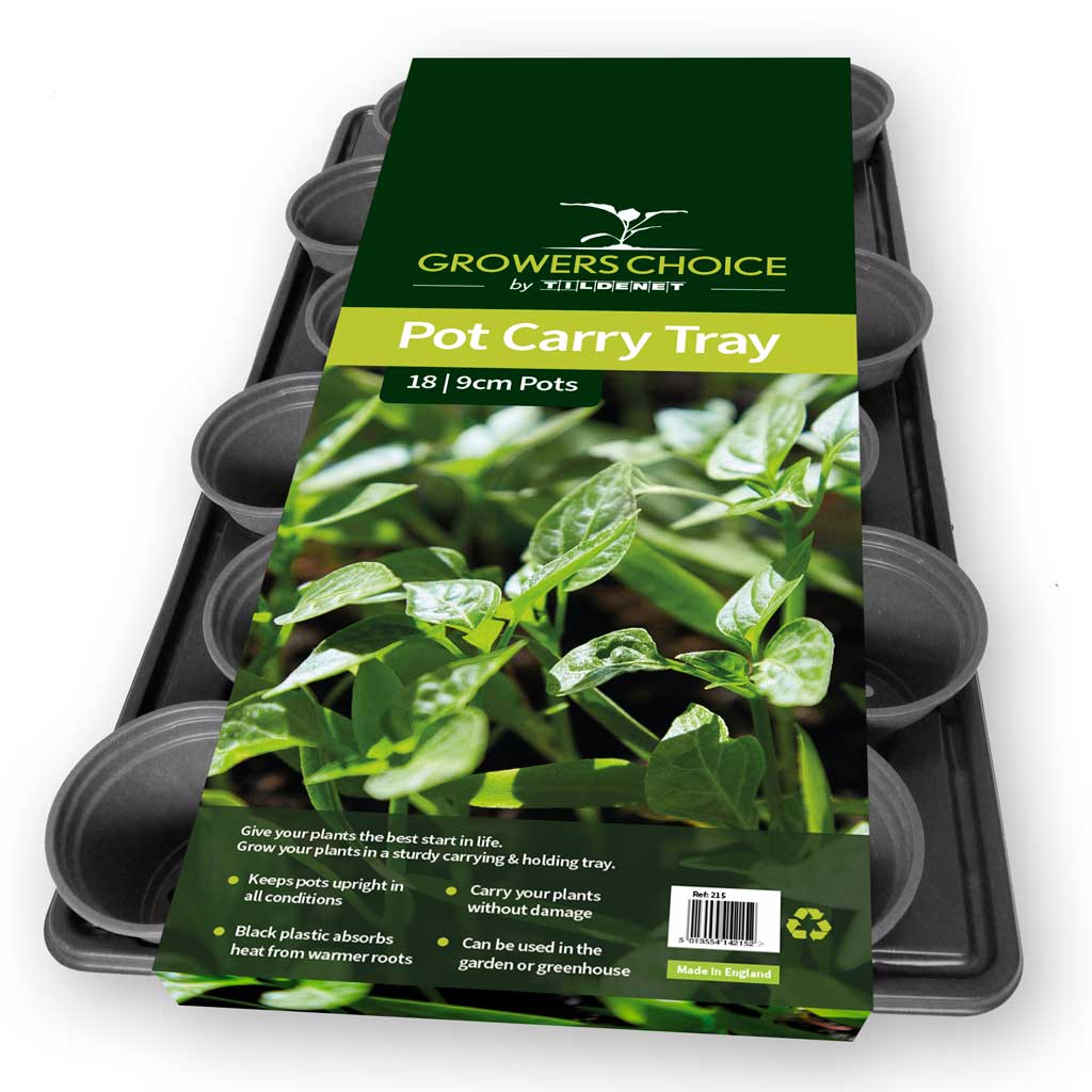 Pot Carry Trays With 18 x 9cm Pots Black