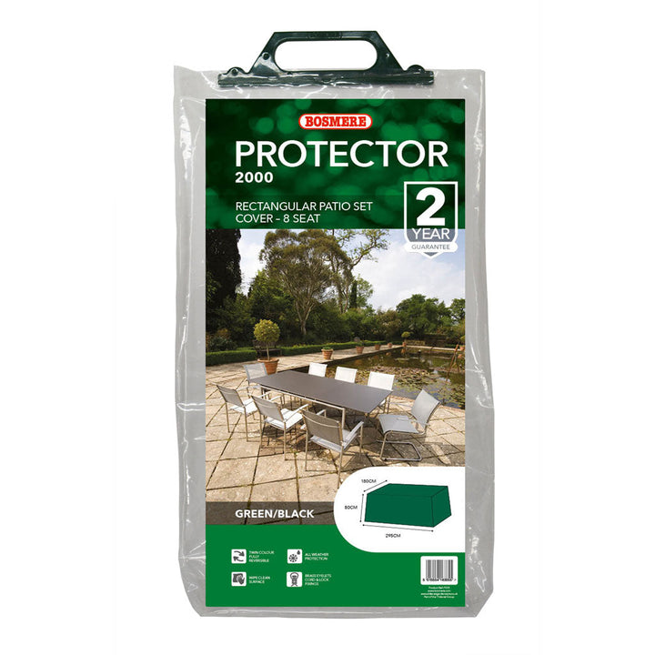 P Plus Rectangular Patio Set Cover 8 Seat Green
