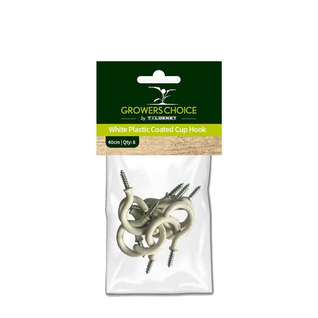 40cm White Plastic Coated Cup Hook