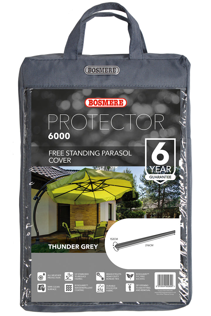 Bosmere Protector 6000 Free Standing Parasol Cover - Thunder Grey