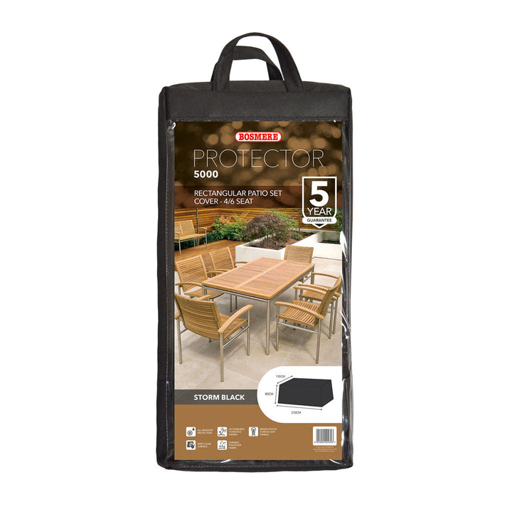 Protector 5000 Rectangular Patio Set Cover - 4/6 Seat - Storm Black