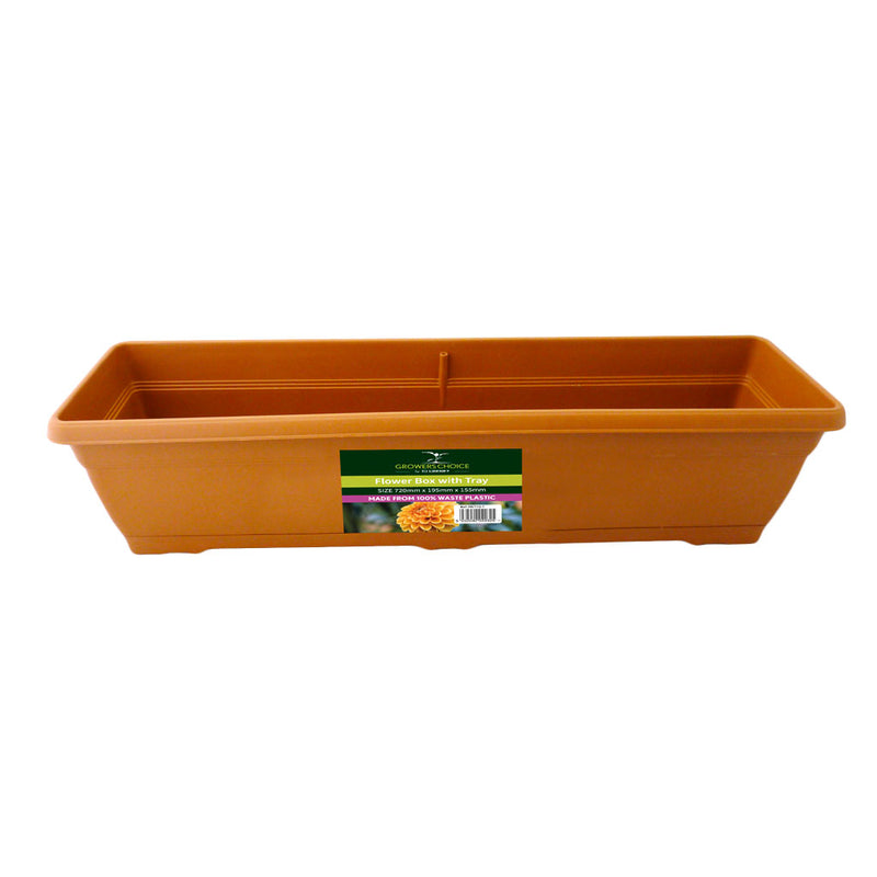 Flower Box Terracotta (with Integral Tray) 520 x 195 x 155mm