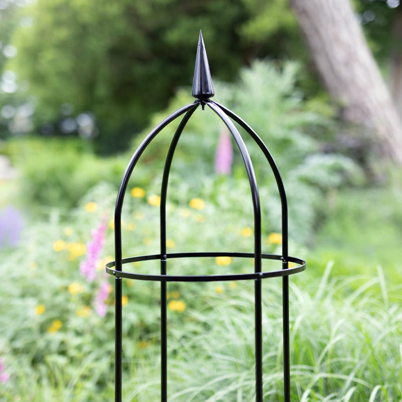 Classic Black Metal Garden Obelisk Detail