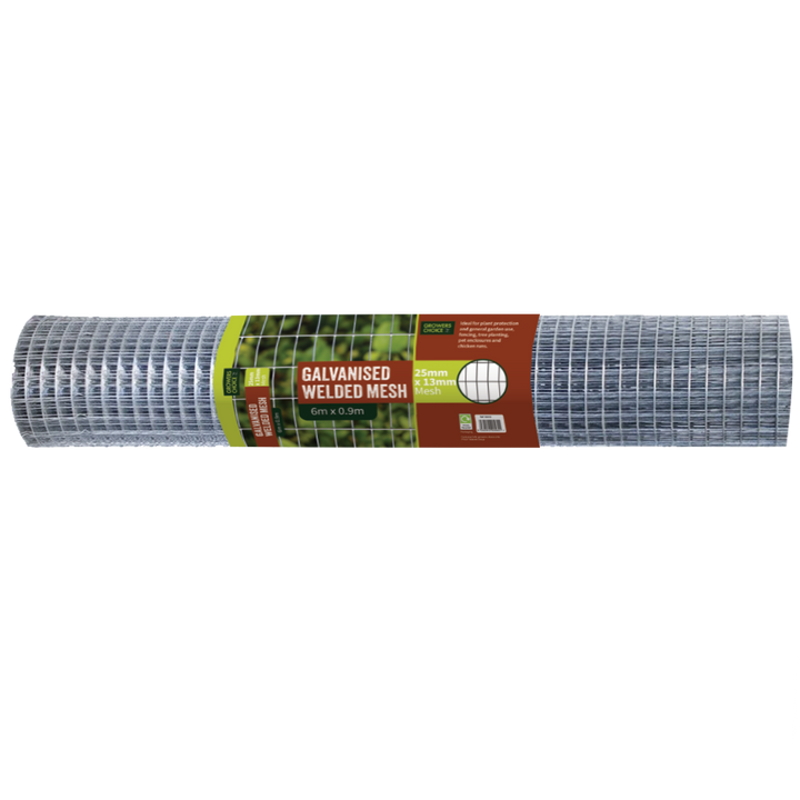 25mm x 13mm Galvanised Weld Net 0.9m x 6m