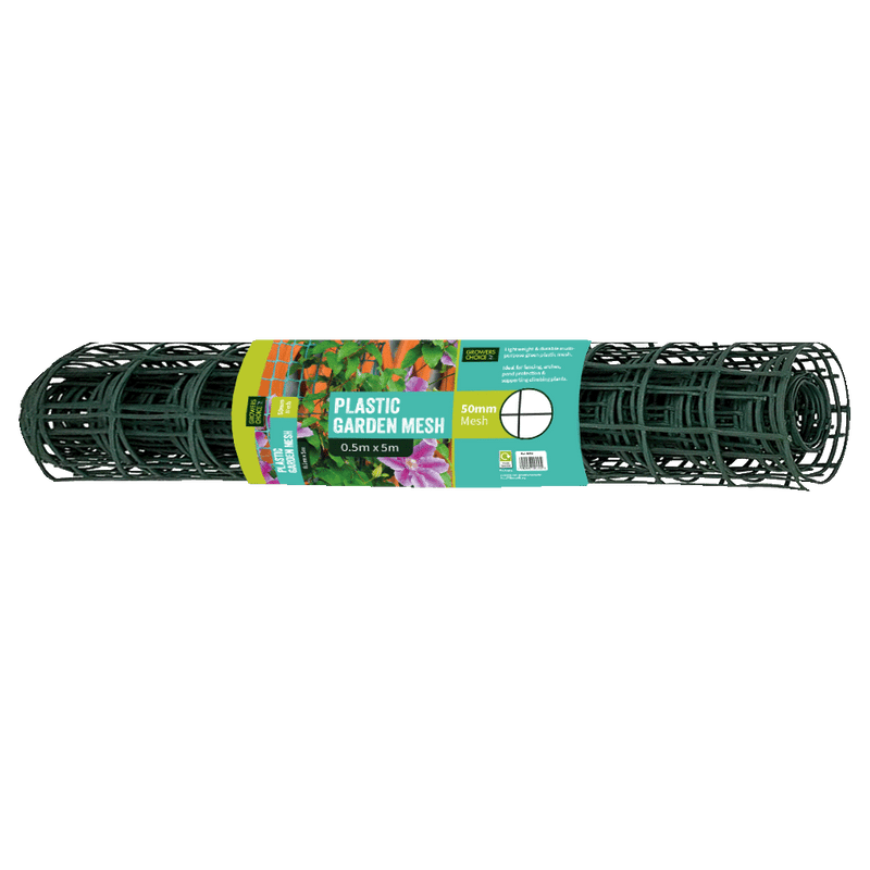 50mm Green Plastic Garden Mesh 0.5m x 5m- Pre-Pack