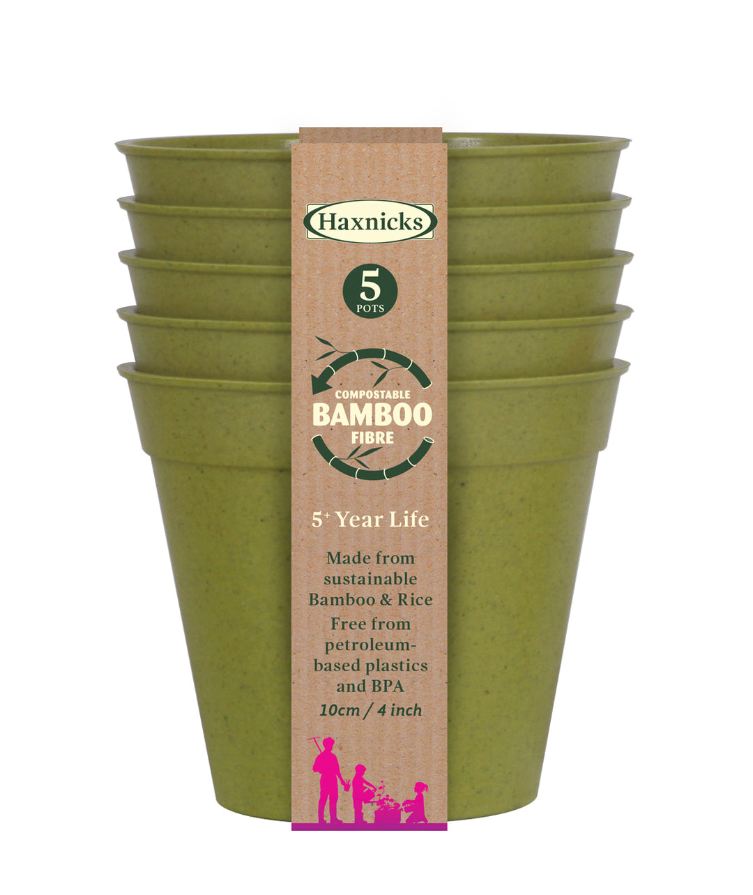 haxnicks bamboo compostable pot 4 inch packshot sage green