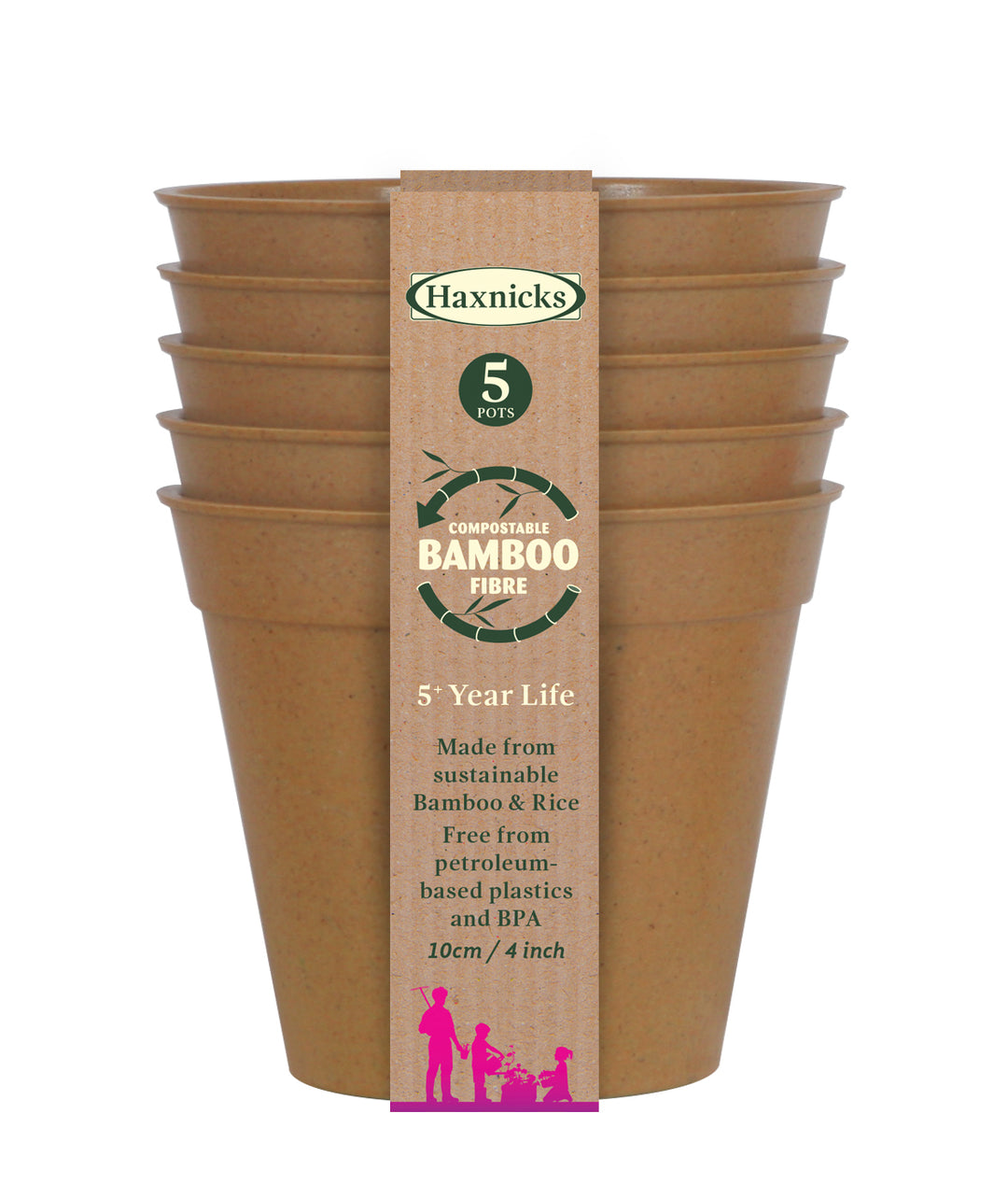 haxnicks bamboo compostable pot 4 inch packshot terracotta 