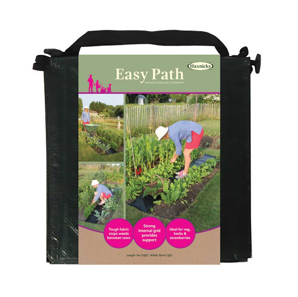 Easy Path packaging showing images of a garden and text about its use.