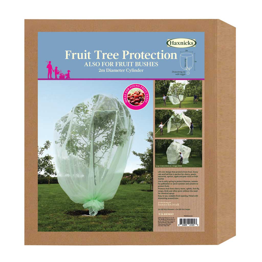Box of Haxnicks fruit tree protection net with images on the packaging