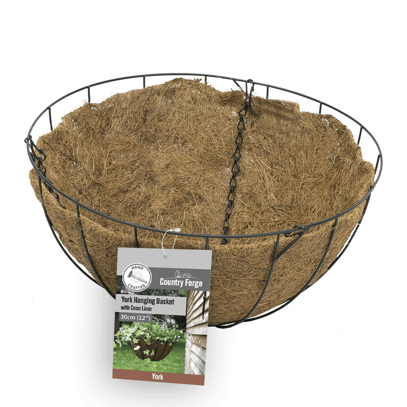 York Deluxe Hanging Basket with Coco Liner 12" 30cm