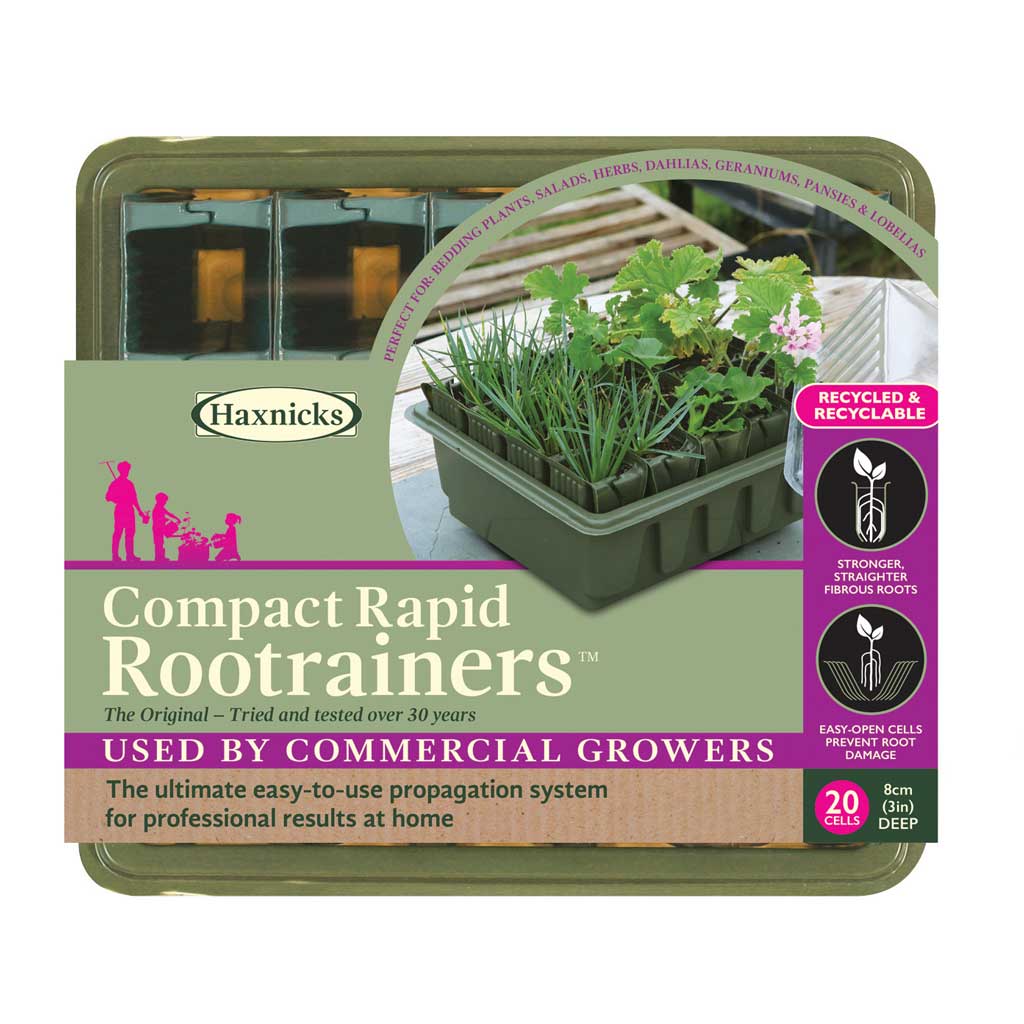 Haxnicks Compact Rapid Rootrainers packaging with green plants inside on a white background