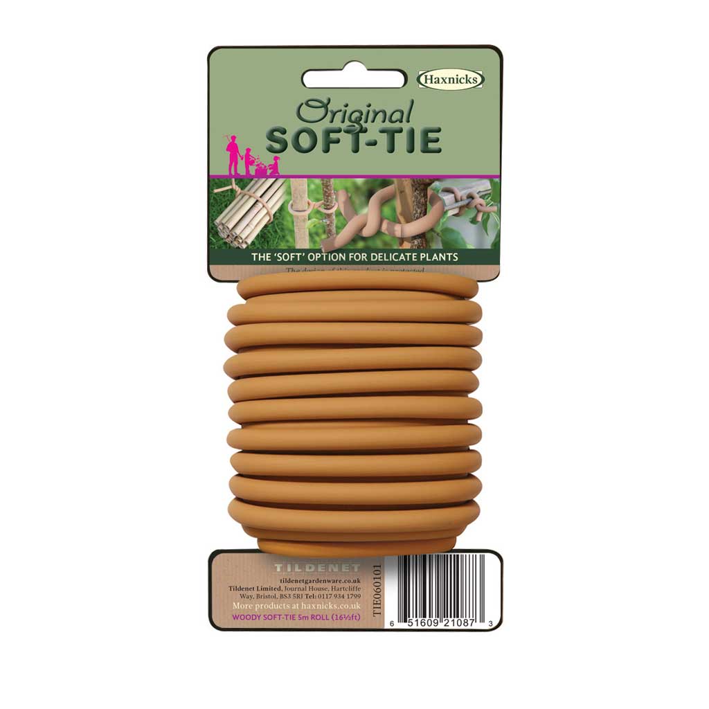 Pack of brown soft ties with haxnicks packaging on a white background