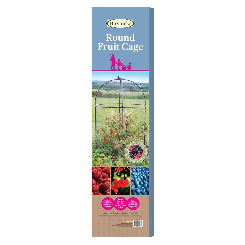 Haxnicks Round Fruit Cage packaging with images of fruits on a white background