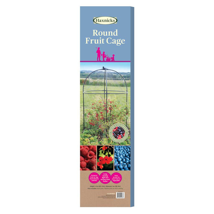 Haxnicks Round Fruit Cage packaging with images of fruits on a white background
