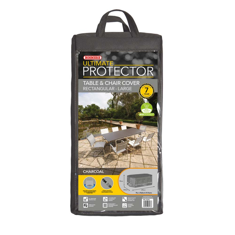 Ultimate Protector Rectangular Patio Set Cover - 8 Seat Charcoal
