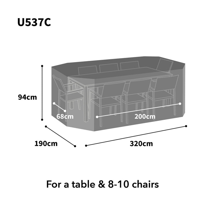 Ultimate Protector Rectangular Patio Set Cover - 8/10 Seat Charcoal