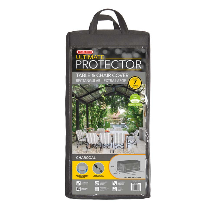 Ultimate Protector Rectangular Patio Set Cover - 8/10 Seat Charcoal