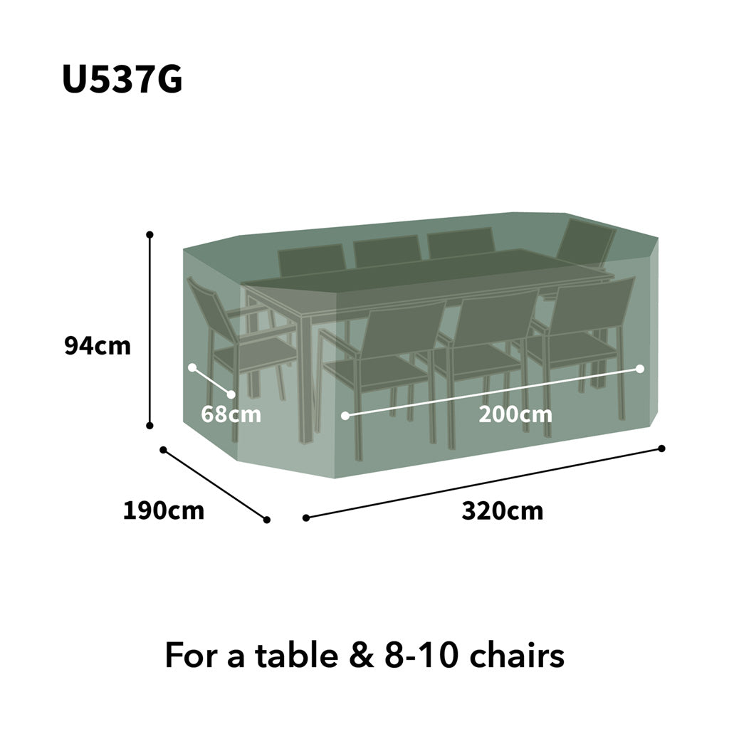 Ultimate Protector Rectangular Patio Set Cover - 8/10 Seat Green