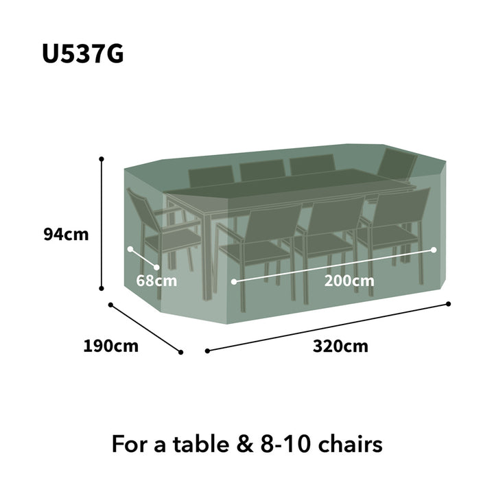 Ultimate Protector Rectangular Patio Set Cover - 8/10 Seat Green