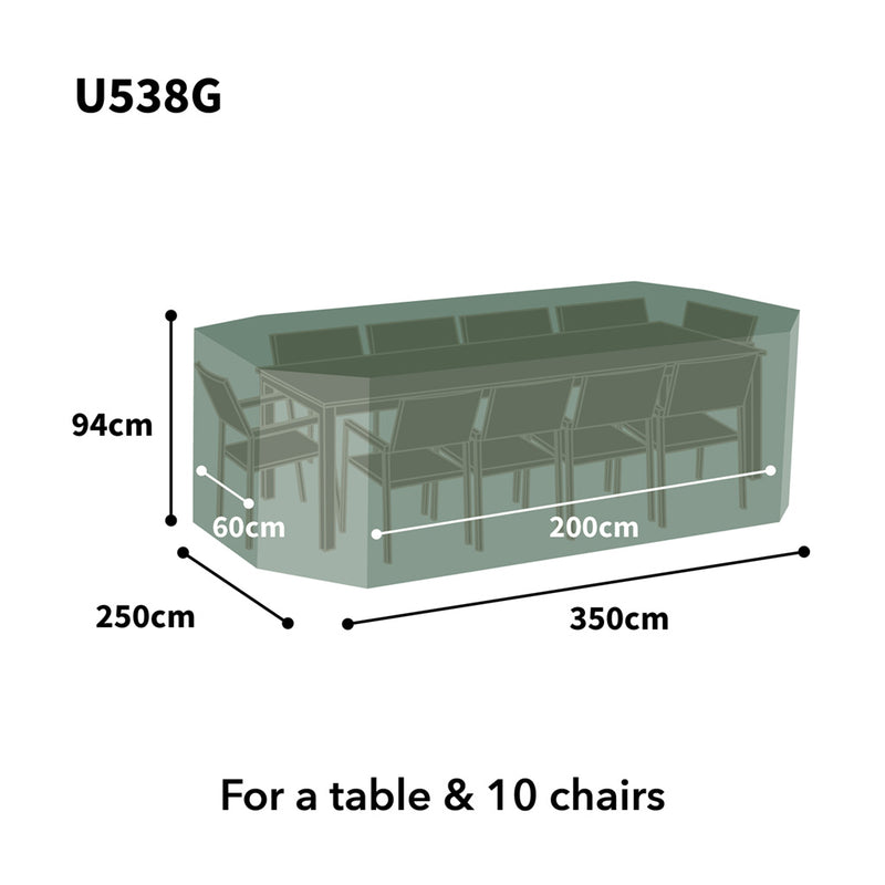 Ultimate Protector Rectangular Patio Set Cover - 10 Seat Green