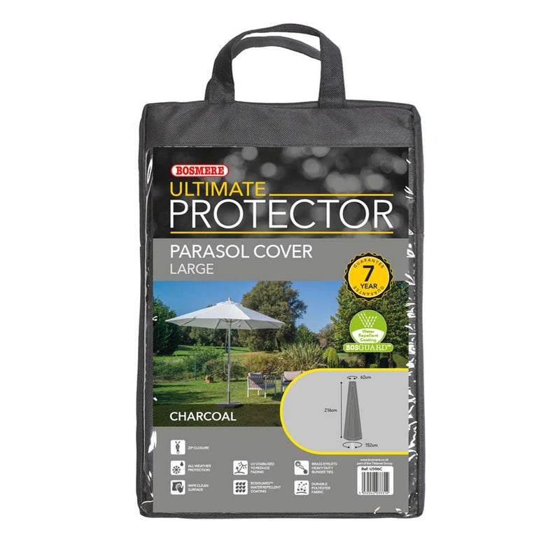 Ultimate Protector Large Parasol Cover + Zip - Charcoal
