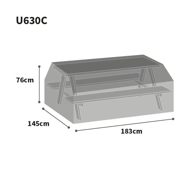 Ultimate Protector Picnic Table Cover Charcoal 183cm x 145cm x 76cm