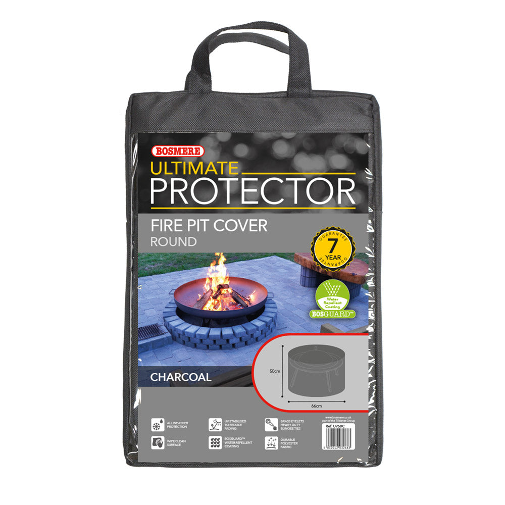 Ultimate Protector Small Round Fire Pit Cover Charcoal