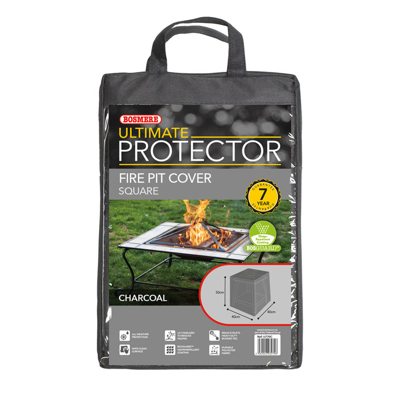 Ultimate Protector Small Square Fire Pit Cover Charcoal