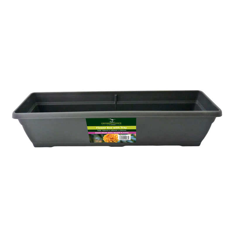 Flower Box Anthracite (with Integral Tray)  720 x 195 x 155mm