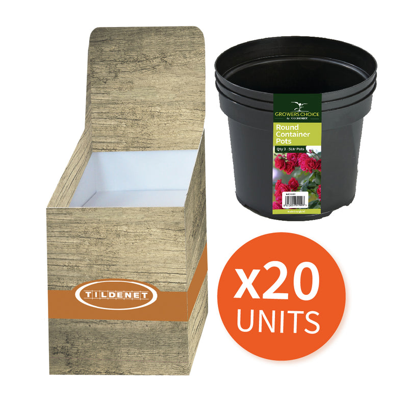 Promotion Bin with 20 x Round Container Pot (3) 5ltr