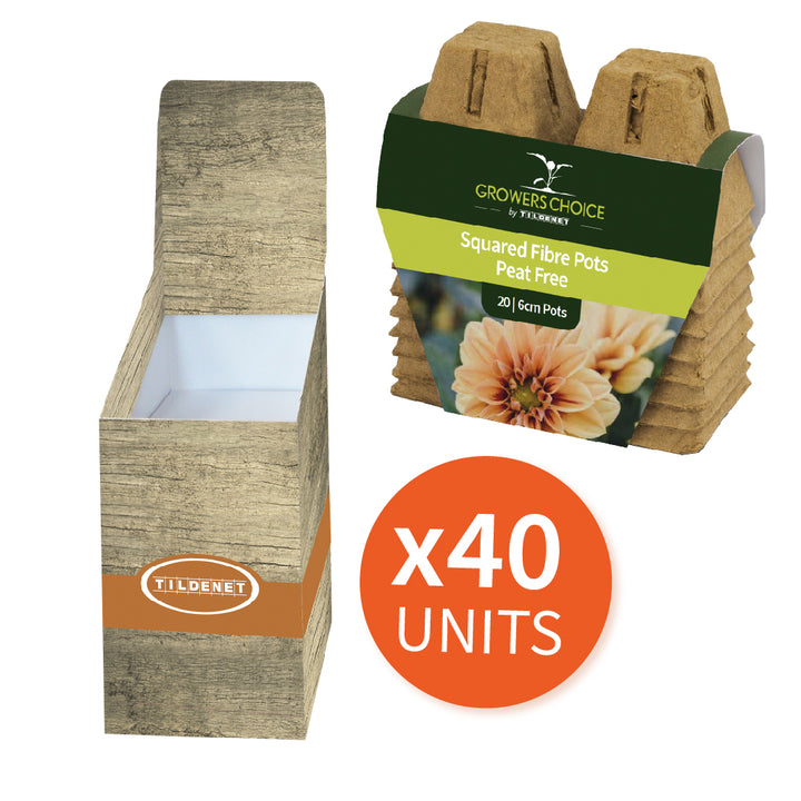Promotion Bin with 40 x Square Peat Free Pots 20cm x 6cm