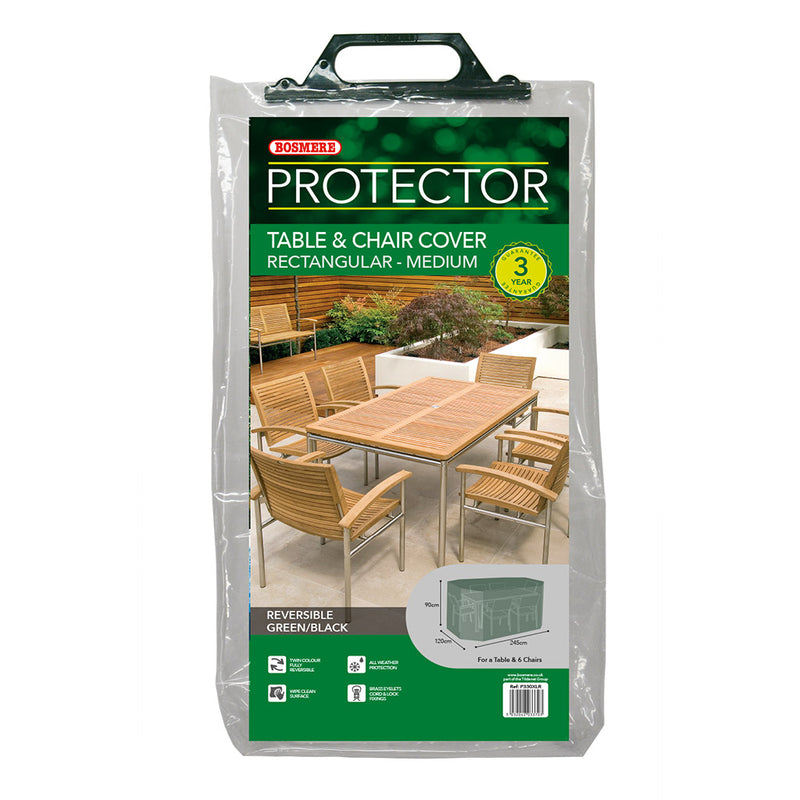 Bosmere Protector - Rectangular Patio Set Cover -  6 Seat H90cm Green/Black
