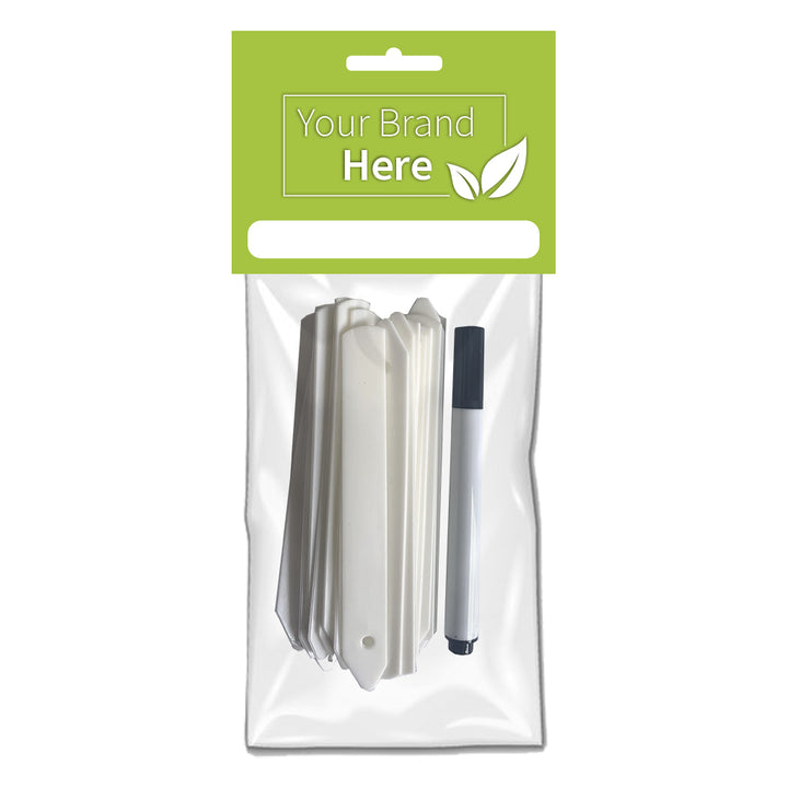 White Plastic Plant Labels 4" 100mm with Marker - Own Brand