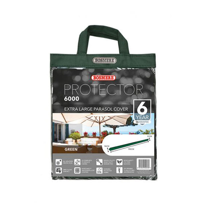 Protector 6000 Extra Large Parasol Cover + Zip - Dark Green